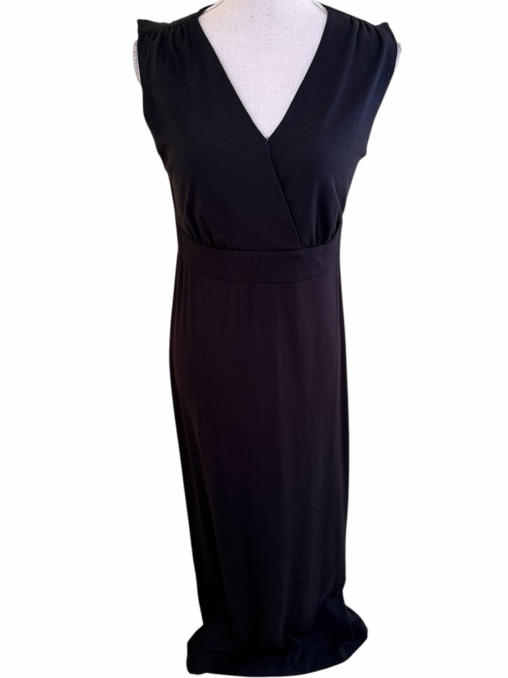 Chico's Black Knit V-Neck Crossover Sleeveless Maxi Dress 1(8)